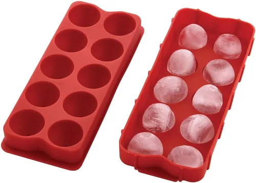 Vista 3 de HIC Kitchen Cannonball - Bandeja de silicona para cubitos de hielo, antiadherente, esferas grandes Silicona de grado alimenticio, hace 10 bolas