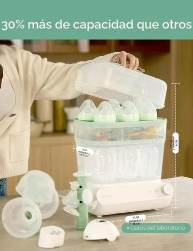 Vista 2 de Momcozy Esterilizador y secadora de botellas grandes de 3 capas y kit de cepillo para botellas Momcozy Verde