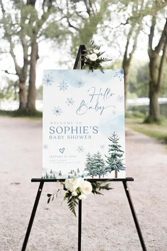 Vista 17 de Letrero de bienvenida personalizado para baby shower, Baby It's Cold Shower #8Tr