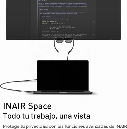 Vista 9 de INAIR 2 PRO Gafas AR Imagen y Vídeo de 2D a 3D Interruptor de Realidad/Virtual Pantalla Múltiple Pantalla de 135" 120Hz para Trabajo