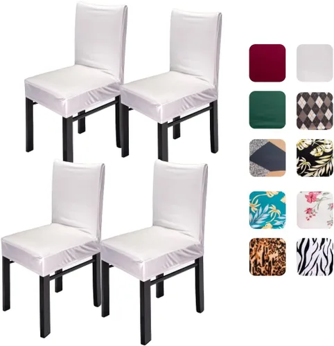 Vista 8 de Juego de 4 fundas para sillas de comedor, fundas elásticas de elastano para sillas, fundas protectoras para sillas Parsons, fundas extraíbles