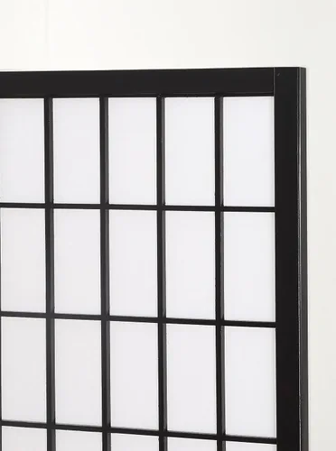 Vista 4 de Roundhill Furniture Oriental Shoji - Divisor de habitación con pantalla de 4 paneles, color negro