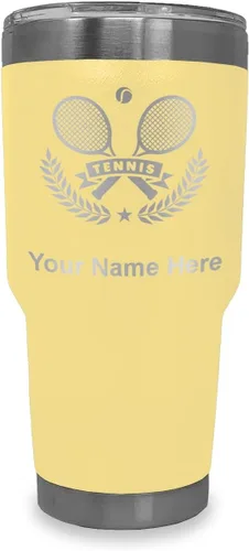 Vista 41 de LaserGram Personalized 20oz Tumbler, Tennis Rackets (Black) Engraved Gift for Tennis Players, Vacuum Insulated Stainless Steel, Laser Engraved