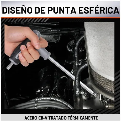 Vista 7 de HORUSDY Juego de llaves Allen de 18 piezas con mango en T, juego de llaves hexagonales de extremo de bola de brazo largo, mm (0.059 in-0.394 in) SAE