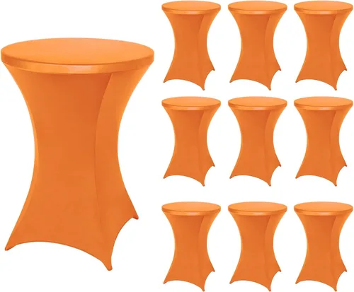 Vista 38 de FestiCorp Mantel de Mesa Negro de Spandex, Manteles Ajustados para Cóctel, Manteles Elásticos Redondos para Mesa Alta para Fiestas, Bar, Bodas