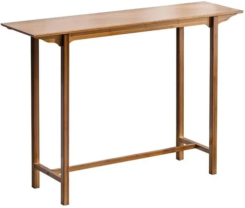 Vista 8 de Mesa consola, mesa de consola moderna de mediados de siglo, rectangular, color marrón oscuro, mesa de pasillo, mesa de sofá para entrada, pasillo