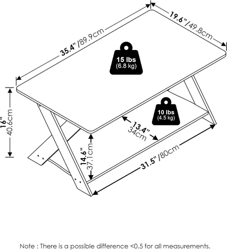 Vista 3 de Furinno – Mesa de café moderna y simplista, mesa de café rectangular moderna con patas en X, mesa auxiliar entrelazada, para sala de estar, Pino