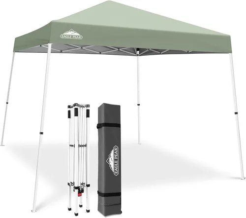 Vista 13 de Eagle Peak - Pérgola plegable (10.0 x 10.0 pies), patas inclinadas, de tela, para exteriores, fácil de montar, Negro