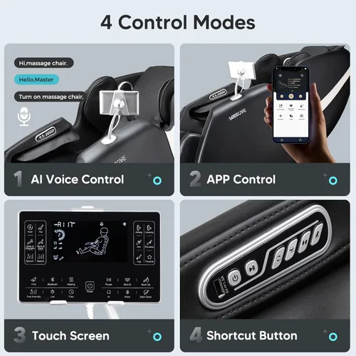 Vista 8 de 2025 Silla de masaje corporal completa, silla de masaje Shiatsu de gravedad cero con control de APP de IA, rodillo de pie, calentamiento de espalda