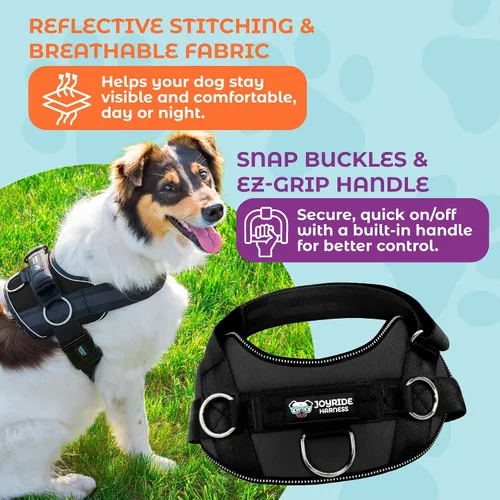 Vista 4 de Joyride Basic Essential Dog Harness 1.0 - Perros pequeños, medianos y grandes, chaleco para mascotas sin tirones con 3 anillos laterales