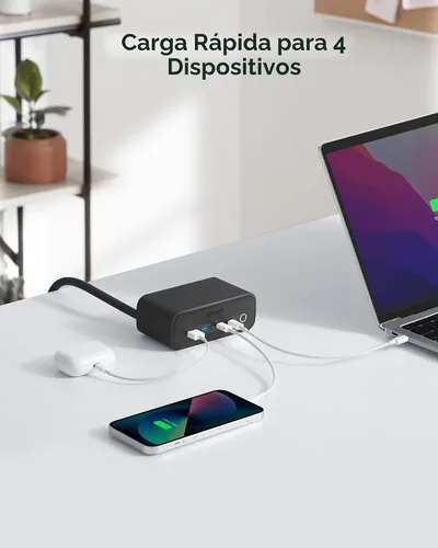 Vista 3 de Estación de carga Anker 525, regleta de alimentación USB C 7 en 1 para iPhone 13/14, cable de extensión de 5 pies con 3 AC, 2 USB A, 2 USB C