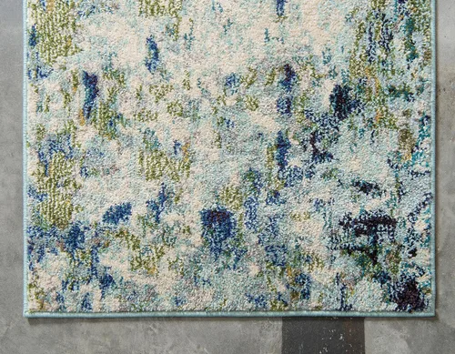 Vista 9 de Unique Loom Chromatic Collection Alfombra de Área - Champagne (2' 2" x 6' Runner, Azul Claro/Azul)