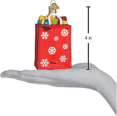 Vista 4 de Old World Christmas Bolsa de compras navideñas Adornos soplados de vidrio para árbol de Navidad