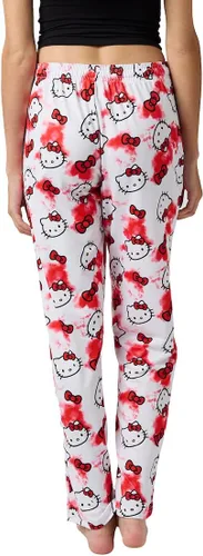 Vista 5 de Hello Kitty Anime Cartoon All Over Print Pantalones de pijama blancos para mujer