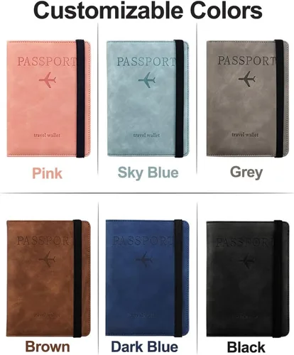 Vista 5 de Passport Holder,Pink Passport Wallet, Passport Cover Case, Leather Waterproof Rfid Blocking Travel WalletTravel Cover Case for Passport for Women