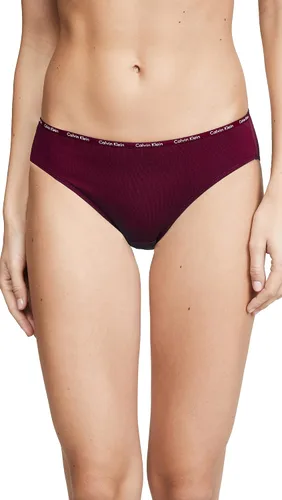 Vista 2 de Calvin Klein Calzones de bikini elásticos de algodón con logotipo para mujer, paquete de 5, Gala RojaNegroGris JaspeadoBlancoBaya Dulce