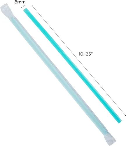 Vista 2 de Karat C9125 (Aqua) Pajitas gigantes de 10.25 pulgadas (0.315 in de diámetro), envueltas en papel, aguamarina (caja de 1200)