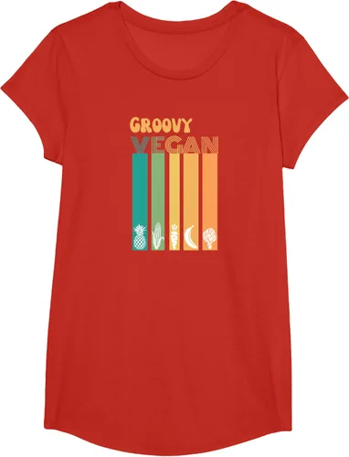 Vista 60 de Groovy Vegan Retro Vintage Cool Veggies 70 80 Flower Power Camiseta, Negro