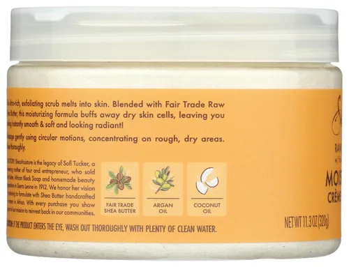 Vista 4 de SheaMoisture Crema exfoliante hidratante de comercio justo crudo para piel opaca, 11.3 onzas