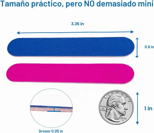 Vista 4 de Emery Boards para uñas, 100 limas de uñas para uñas naturales, pequeñas, desechables, de doble cara, lima de uñas coloridas, a granel para el hogar
