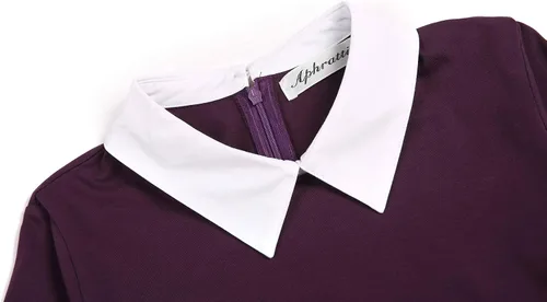 Vista 4 de Aphratti - Vestido casual de manga corta para mujer con cuello de Peter Pan