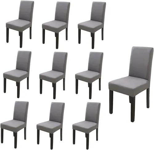 Vista 10 de Chickwin Paquete de 2 fundas elásticas para sillas de comedor, fundas elásticas negras para sillas de cocina, de elastano, sin brazos, ideales
