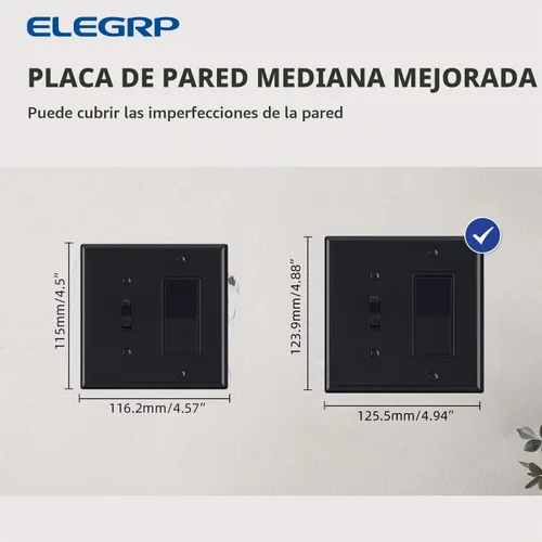 Vista 6 de ELEGRP - Placa de pared combinada de 2 ventanas, interruptor de luz de palanca de 1 banda, 1 dispositivo decorador/GFCI, placas de pared combinadas