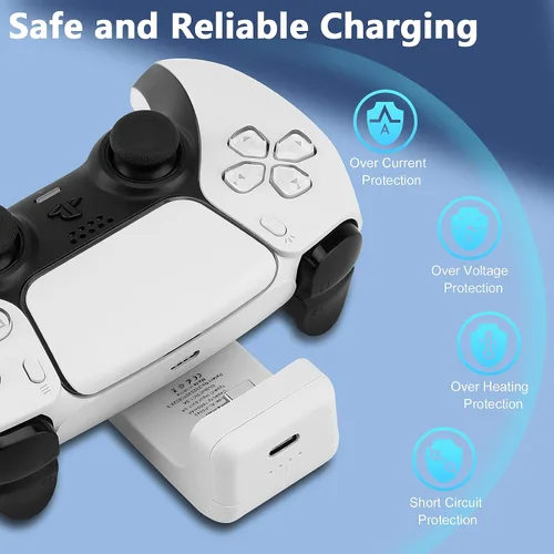 Vista 2 de SIKEMAY Paquete de batería recargable de accesorios para controlador PS5, batería externa de carga rápida de 1800 mAh con indicador LED y cable