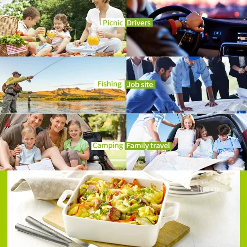 Vista 7 de Horno portátil, calentador de alimentos para automóvil de 12 V, portátil, mini horno personal, lonchera eléctrica con calefacción para comidas