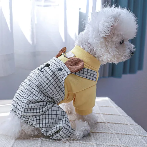Vista 13 de Ropa de invierno para perros, overoles elegantes para mascotas para perros pequeños y medianos, lindo mono para cachorros, ropa clásica para perros