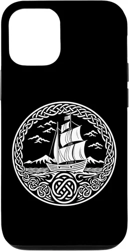 Vista 25 de Funda para iPhone 11 Pro Max Ship Sailing de mitología nórdica con nudos celtas