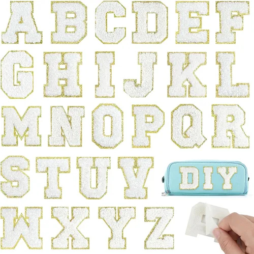Vista 14 de Parches autoadhesivos de felpilla con letras A-Z, color negro, para ropa de tela, 26 piezas