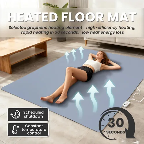 Vista 3 de Alfombrillas Calentadas para Piso, Alfombra Calentada con Temperatura Ajustable y Temporizador de 12 Horas, Alfombra Eléctrica Calentada