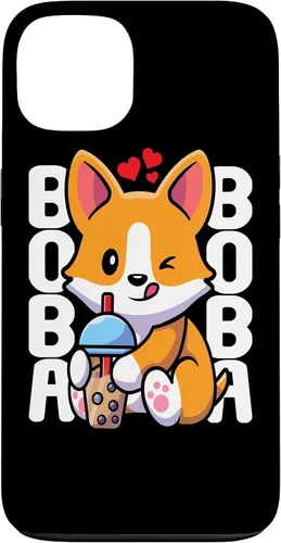 Vista 7 de Funda Kawaii con diseño de corazón de té de burbujas para iPhone 16 Kawaii Boba Dog Corgi Tea Drink