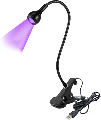 Vista 8 de Luz de escritorio LED UV de 36 W con caja de almacenamiento, luz de escritorio de cuello de cisne flexible con interruptor, luz de lámpara de curado