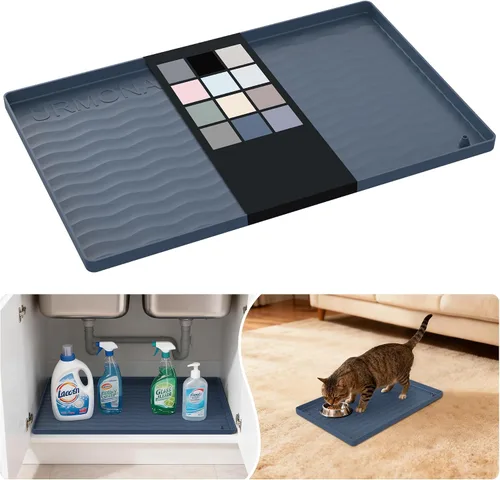 Vista 86 de URMONA - Tapete de silicona impermeable para debajo del fregadero, 16 x 10 Beige