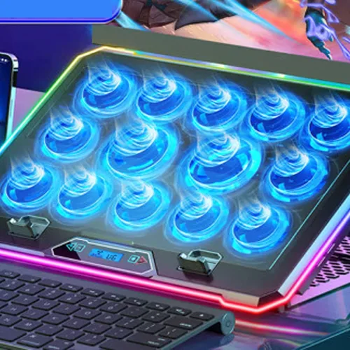 Vista 5 de Sanpyl Almohadilla de enfriamiento para laptop, enfriador de laptop con 10 ventiladores turbo para portátiles de 12 a 19 pulgadas, 5 velocidades
