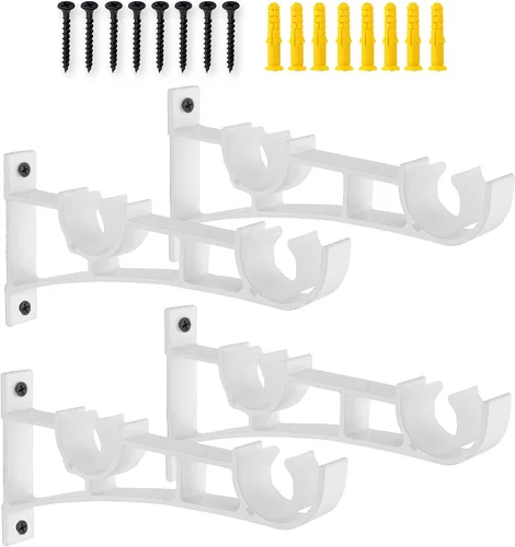 Vista 8 de AddGrace Juego de 4 soportes para barra de cortina dobles para cortinero, accesorios de ventana (negro)