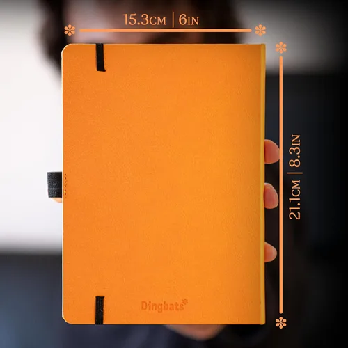 Vista 6 de Dingbats* Cuaderno de escritura con puntos de la Tierra A5 - Tapa dura de cuero vegano - Ideal para el trabajo, viajes - Incluye bolsillo, cierre
