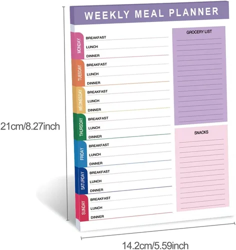 Vista 7 de Planificador de comidas semanal en bloc de notas / 5.6x8.3 pulgadas 60 hojas Planificador semanal de comidas y menú semanal para planificación