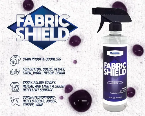 Vista 2 de Nanotech Surface Solutions Escudo de tela, protector de tela, repelente de líquidos para telas, tapicería, gamuza, protector textil, vino, protector