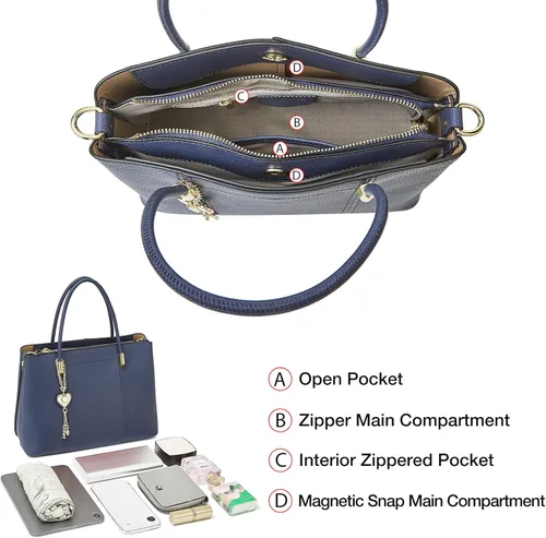 Vista 5 de FOXLOVER Bolsos de mano para mujer, bolsos con asa superior, bolsos de hombro de lujo con colgante en forma de corazón Genuine Leather