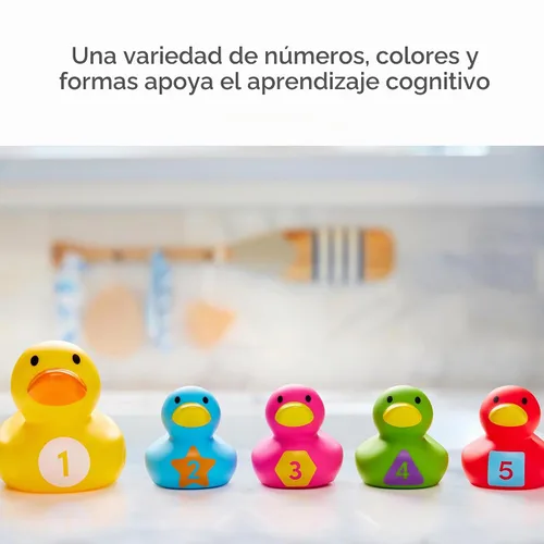 Vista 2 de Munchkin Count & Quack Duckies - Juguetes de baño para niños pequeños y bebés, pato y patitos herméticos, niños de 9 meses o más, ayuda a enseñar