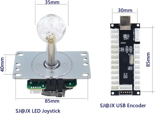 Vista 4 de Juego de arcada LED DIY Kit Teclado Mecánico Interruptor Arcade LED Botón LED Joystick Controlador Zero Delay USB Encoder para PC MAME Retropie JAMMA
