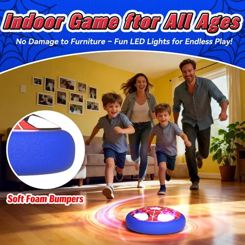 Vista 6 de Pelota de fútbol flotante con luz LED para niños, diseño de telaraña brillante y ojos LED, juguetes de fútbol flotantes de aire
