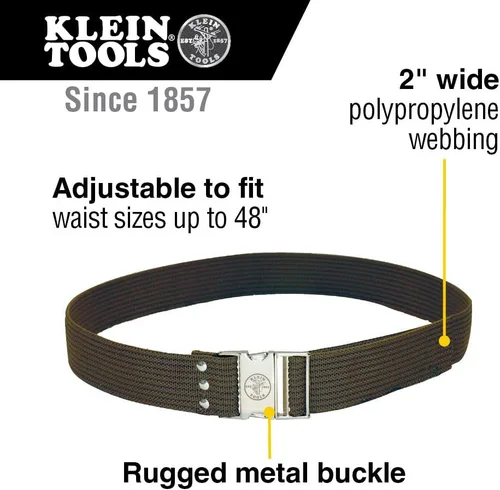 Vista 2 de Klein Tools 5225 - Cinturón de herramientas ajustable para electricista de 2 pulgadas de ancho, se ajusta a cinturas de hasta 48 pulgadas