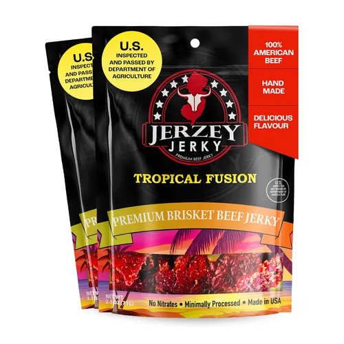 Vista 20 de Jerzey Jerky Carne Asada Brisket Jerky 2.5oz (2 Pack) – Bocadillos de carne de brisket asada con alto contenido en proteínas, sin gluten