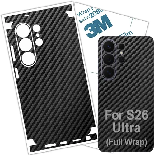 Vista 7 de S23 Ultra Skin Wrap 3M - Película protectora de vinilo de fibra de carbono para Galaxy (piel de envoltura completa)