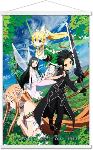 Vista 18 de Trends International Sword Art Online - Póster de pared Key Art 3 Versión enmarcada Barnwood
