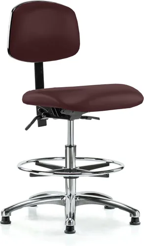 Vista 82 de Perch - Silla de laboratorio con ruedas cromadas con soporte de respaldo ajustable, altura del escritorio de 17 a 22 pulgadas, tela negra
